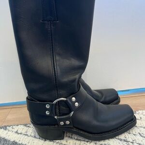 Black Leather Frye Harness Riding Boots